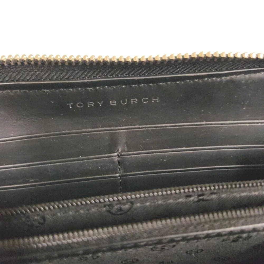 Tory Burch Black Woven Zip-Around Wallet